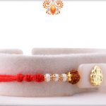 Prosporous Combination Of White Marble And Golden Ganpati With Rudraksha Rakhi 6