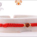 Stunning Designer Red Thread With Rudraksha In Center And Wooden Beads Rakhi 6