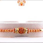 Amazing Copper Color Beads With Single Rudraksha Rakhi 4