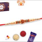Fabulous Single Rudraksha With Golden Design Rakhi