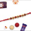 Aspisious Golden Designer Beads With Om In Center And Rudraksha Rakhi 5