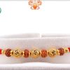 Aspisious Golden Designer Beads With Om In Center And Rudraksha Rakhi 4