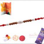 Delicate Silver Beads with Pattern Rakhi 7