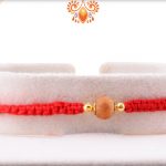 Stunning Designer Red Thread With Single Wooden Bead Rakhi 5