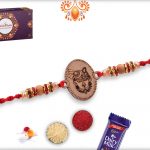 Aspicious Wooden Beads With Shreenathji Mukharvind In Center Rakhi With Designer Thread 5