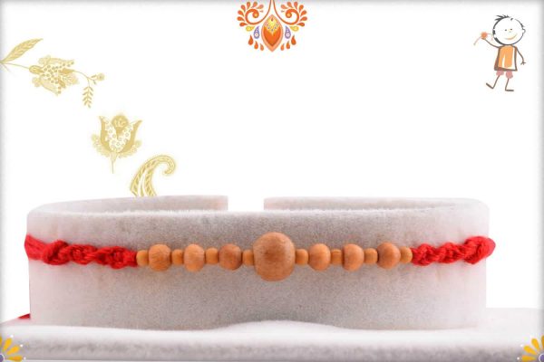 Elegant 7 Sandalwood Beads Rakhi - Babla Rakhi