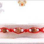 Uniquely Knotted 5 Sandalwood Beads Rakhi with Pearls - Babla Rakhi
