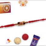 Sandalwood with Arrow Beads Rakhi with Uniquely Knotted Thread - Babla Rakhi