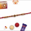 Designer Golden Beads Rakhi with Sandalwood Beads - Babla Rakhi