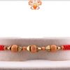 Uniquely Knotted Sandalwood Rakhi with Triangle Golden Beads - Babla Rakhi