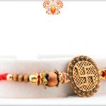Unique Coper Colour Swastik With Wooden Beads Rakhi 6