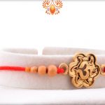 Spiritual Coper Color Om Rakhi With Wooden Beads