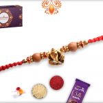 Exclusive Golden Ganpati Rakhi With Wooden Beads and Designer Thread 7