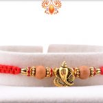 Exclusive Golden Ganpati Rakhi With Wooden Beads and Designer Thread 5