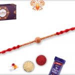 Unique Wooden Beads Rakhi With Designer Red Thread 3