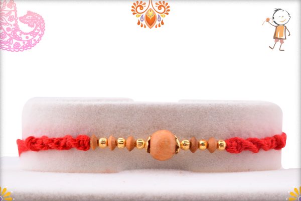 Simple Yet Beautiful Wooden Beads Rakhi With Designer Thread