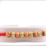 Five Sandalwood Beads Rakhi with Diamond Rings 4