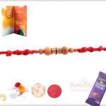 Handcrafted Sandalwood Beads with Red-White Diamonds 5