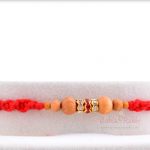 Handcrafted Sandalwood Beads with Red-White Diamonds 4