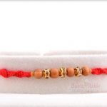 Four Sandalwood Beads with Red Diamonds Rakhi 4