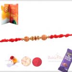 Traditional Sandalwood Beads with Red-White Diamonds 5