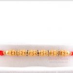 Simple Diamond Rings with Golden Beads Rakhi 4