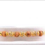 Four Sandalwood Beads with Handcrafted Golden Beads Rakhi 4