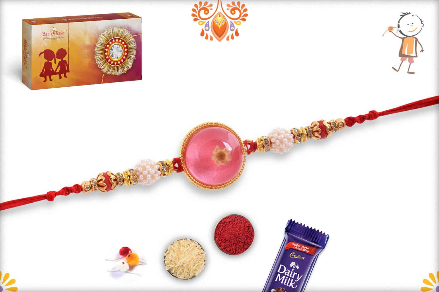 Beautiful Resin Flower Rakhi | Send Rakhi Gifts Online 3