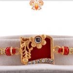 Solid Red Diamond Rakhi with Crystal Bead | Send Rakhi Gifts Online 4