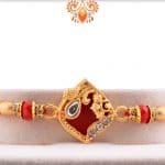 Designer Red Rakhi with Golden Beads | Send Rakhi Gifts Online 4