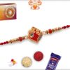 Designer Red Rakhi with Golden Beads | Send Rakhi Gifts Online 6