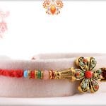 Antique Flower Rakhi with Pastel Beads 5