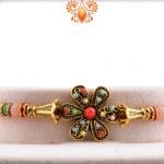 Antique Flower Rakhi with Pastel Beads 4