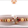 Special White Flower Rakhi with Diamonds and Golden Beads 4