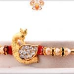 Diamond Peacock Rakhi with Pearls | Send Rakhi Gifts Online 5