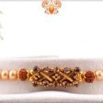 Designer Diamond Rakhi with Pearls and 2 Rudraksh | Send Rakhi Gifts Online 4