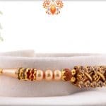 Designer Diamond Rakhi with Pearls and 2 Rudraksh | Send Rakhi Gifts Online 5