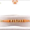 Traditional Red Diamond Rings Rakhi with Golden Beads | Send Rakhi Gifts Online 3
