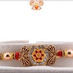 Hexagonal Diamond Rakhi with Golden Beads | Send Rakhi Gifts Online 4