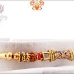 Premium Copper Diamond Rakhi with Auspicious Rudraksh | Send Rakhi Gifts Online 5