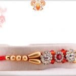 Premium Diamond Rakhi with Red and Golden Beads | Send Rakhi Gifts Online 5