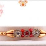 Premium Diamond Rakhi with Red and Golden Beads | Send Rakhi Gifts Online 4
