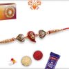 Meenakari Red Leaf Ganpati Diamond Rakhi | Send Rakhi Gifts Online 4
