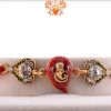 Meenakari Red Leaf Ganpati Diamond Rakhi | Send Rakhi Gifts Online 3