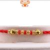 Red Bead Diamond Rakhi with Golden Beads | Send Rakhi Gifts Online 3