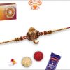 Golden Ganpati Rakhi with Diamonds and Rudraksh | Send Rakhi Gifts Online 4