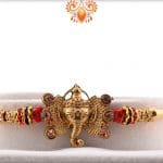 Golden Ganpati Rakhi with Diamonds | Send Rakhi Gifts Online 4