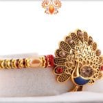 Beautiful Peacock Rakhi with Diamonds and Pearls | Send Rakhi Gifts Online 5
