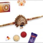 Beautiful Peacock Rakhi with Diamonds and Pearls | Send Rakhi Gifts Online 6
