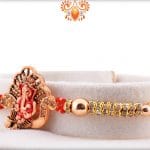 Divine Ganpati Rakhi with Diamonds and Golden Beads | Send Rakhi Gifts Online 5